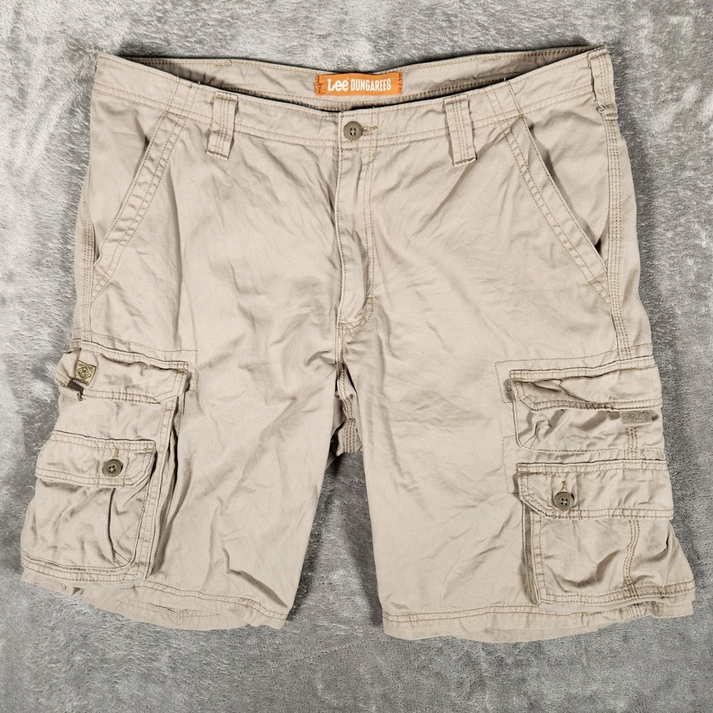 Lee Shorts Mens 36 Dungarees Khaki Cargo Cotton Twill EUC